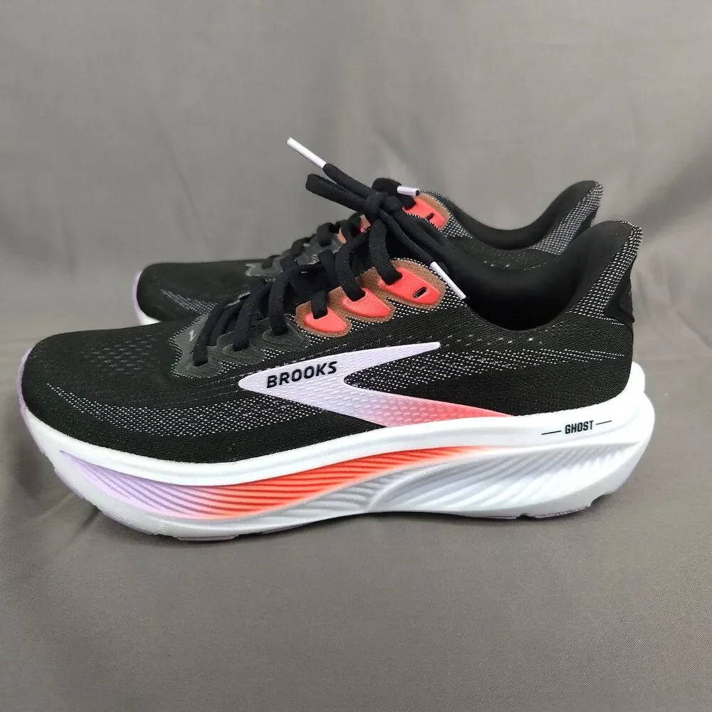Brooks Ghost 17 Shoes Women Size 8 Black/Purple/Coral Running